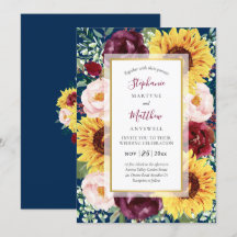 Boda floral de oro azul de girasol