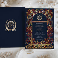 Boda floral de oro azul y antiguo de la Marina de 