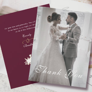 Invitación Boda floral de oro blanco de Borgoña Gracias