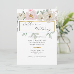 Invitación Boda floral de oro moderno