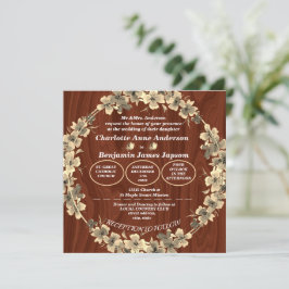 Invitación Boda floral de oro ruso