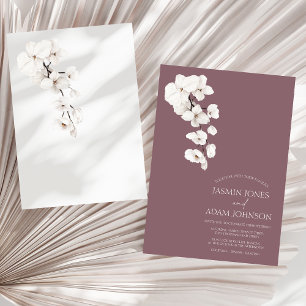 Invitación Boda floral de orquídea blanca púrpura moderna