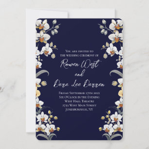 Invitación Boda Floral de orquídeas azules de la Marina