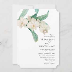 Invitación Boda floral de orquídeas blancas a la acuarela