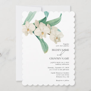 Invitación Boda floral de orquídeas blancas a la acuarela