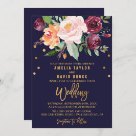 Invitación Boda floral de otoño