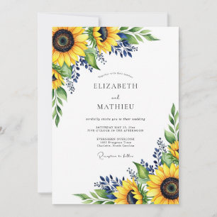 Invitación Boda floral de otoño amarillo