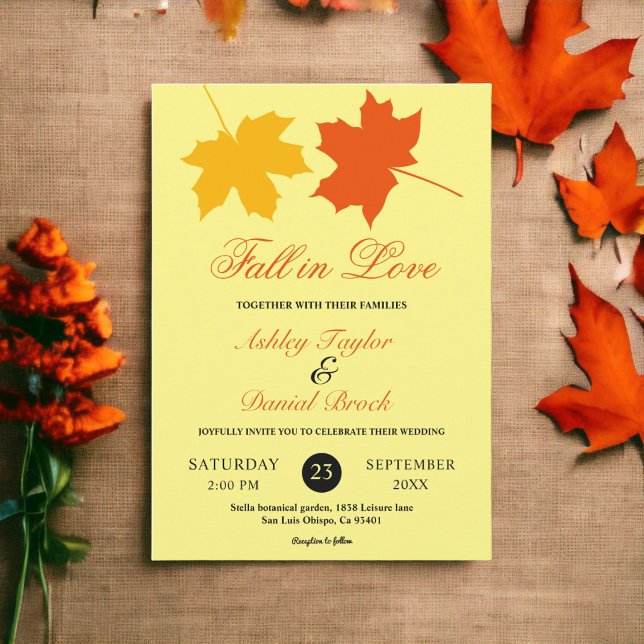 Invitación Boda floral de otoño amarillo (Subido por el creador)