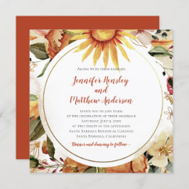 Invitación Boda Floral de otoño de girasoles