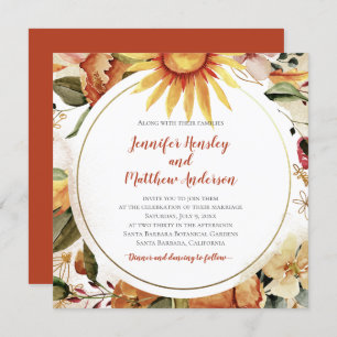 Invitación Boda Floral de otoño de girasoles