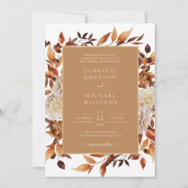 Invitación Boda floral de otoño de oro