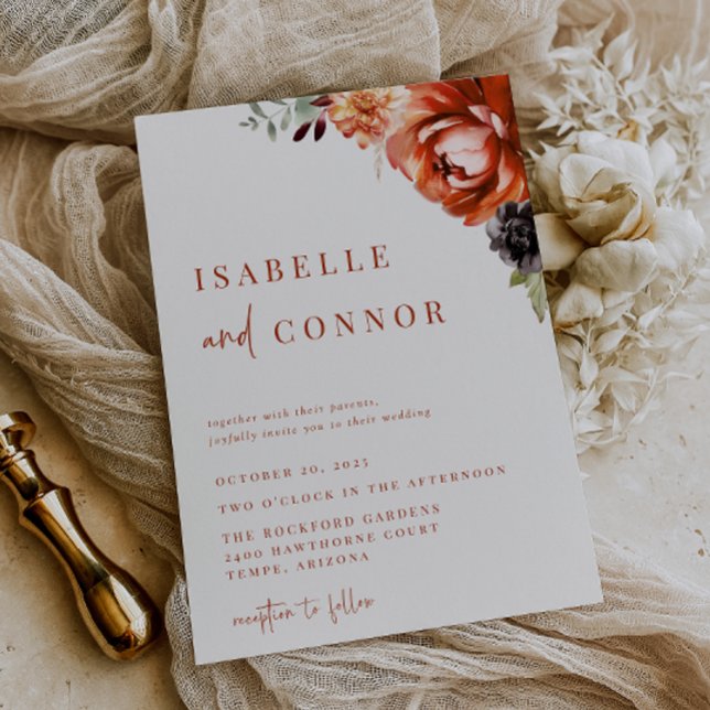 Invitación Boda Floral de otoño de Terra Cotta (Subido por el creador)