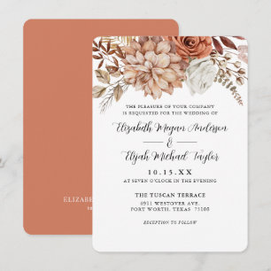 Invitación Boda Floral de otoño de terracota de óxido presupu