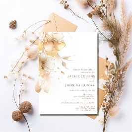 Invitación Boda Floral de otoño dorado