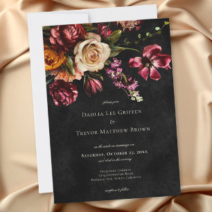 Invitación Boda floral de otoño elegante y oscuro