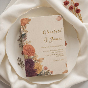 Invitación Boda floral de otoño en la frontera de Marigold