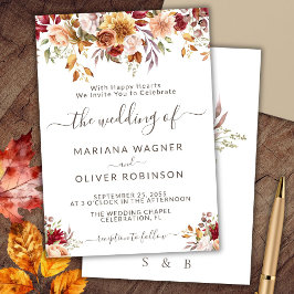 Invitación Boda floral de otoño romántico