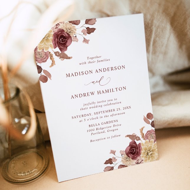 Invitación Boda floral de otoño romántico (Subido por el creador)
