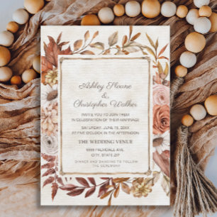 Invitación Boda Floral de Otoño Rústica Boho