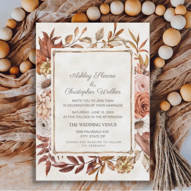 Invitación Boda Floral de Otoño Rústica Boho (Subido por el creador)