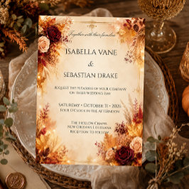 Invitación Boda Floral de Otoño Rústico