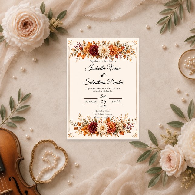 Invitación Boda Floral de Otoño Rústico (Subido por el creador)