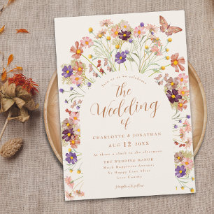 Invitación Boda floral de otoño rústico