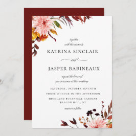 Invitación Boda floral de otoño rústico