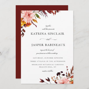 Invitación Boda floral de otoño rústico