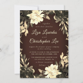 Invitación Boda floral de otoño rústico de lujo