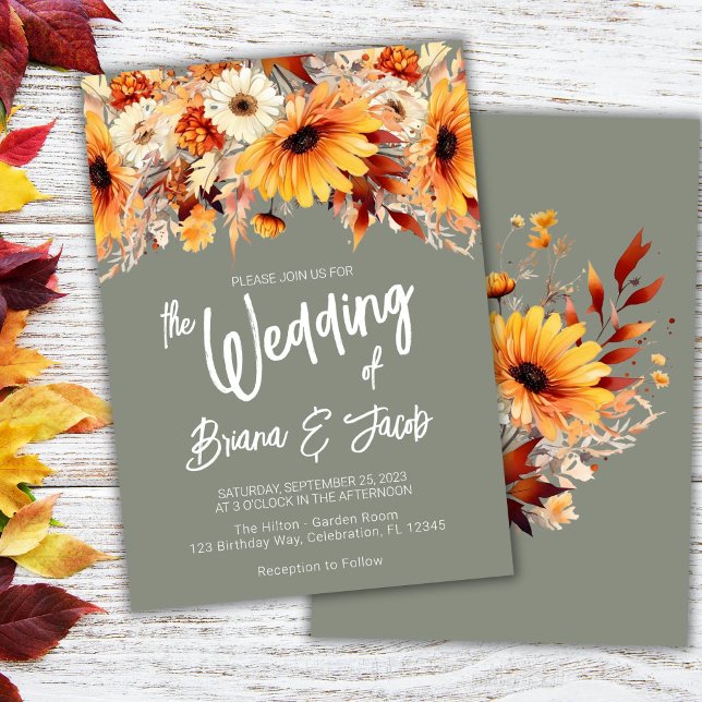 Invitación Boda floral de otoño verde (Subido por el creador)