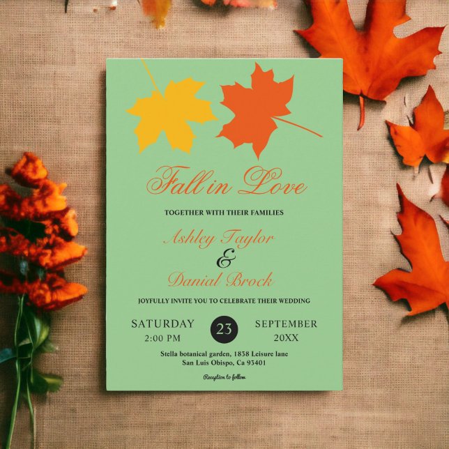 Invitación Boda floral de otoño verde elegante (Subido por el creador)