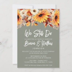 Invitación Boda floral de otoño verde: renovación del voto