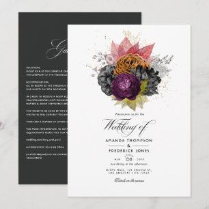 Invitación Boda floral de otoño vintage
