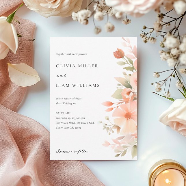 Invitación Boda Floral de Peach Boho (Subido por el creador)