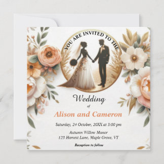 Invitación Boda Floral de Peach de otoño