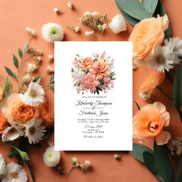 Invitación Boda Floral de Peach Fuzz