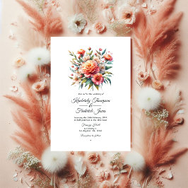 Invitación Boda Floral de Peach Fuzz