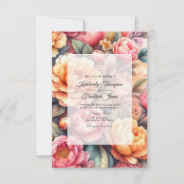 Invitación Boda Floral de Peach Fuzz