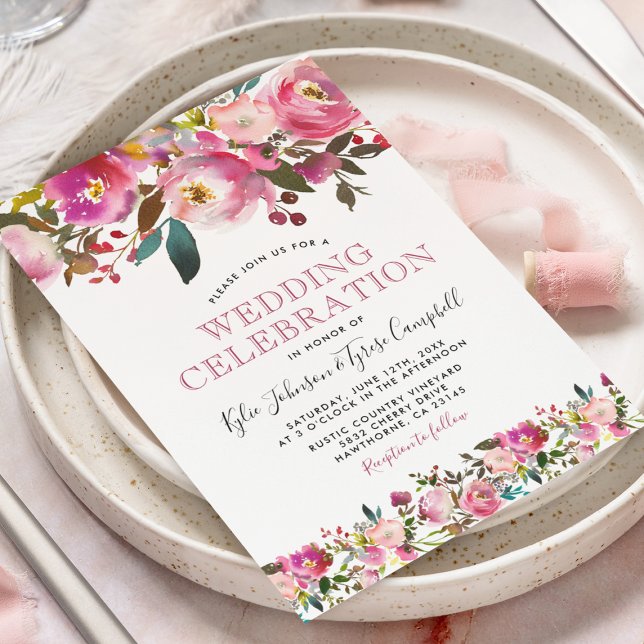 Invitación Boda floral de peones rosados personalizado (Subido por el creador)