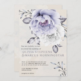 Invitación Boda | Floral de peones rustica de Lilac y Alabast