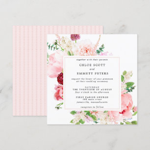 Invitación Boda floral de peonía rosada rusa
