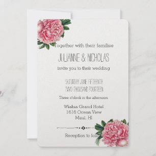 Invitación Boda Floral de Peonies Rosados