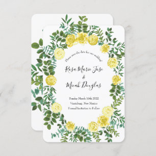 Invitación Boda floral de Peony amarillo claro Save Date