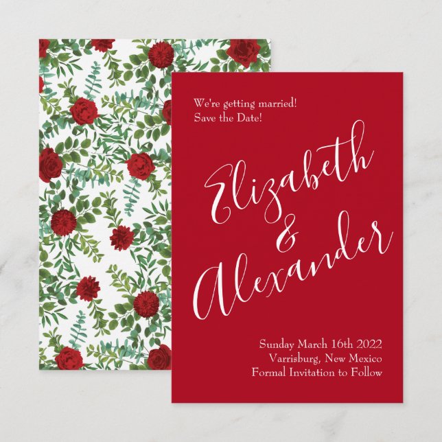 Invitación Boda Floral de Peony y Rosa (Anverso / Reverso)