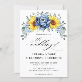 Invitación Boda floral de pijama azul turquesa de girasol