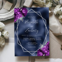 Boda floral de plata morada con lámina de Navy
