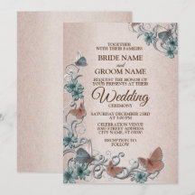 Boda Floral de Plata Verde Cobre Marrón Claro