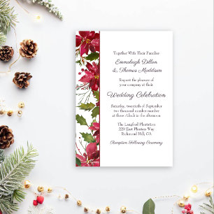 Invitación Boda floral de Poinsettia roja escarlata
