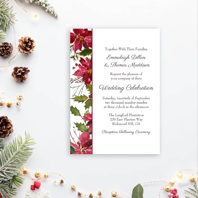 Invitación Boda floral de Poinsettia roja escarlata (Subido por el creador)